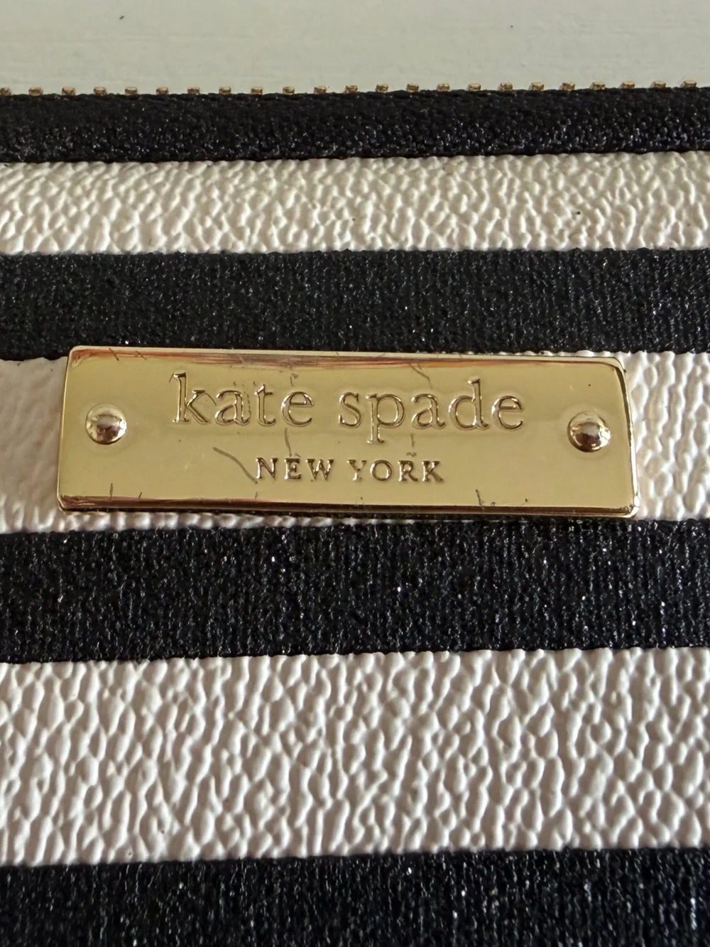 Kate Spade New York Black & White Striped Zipped Laptop Sleeve